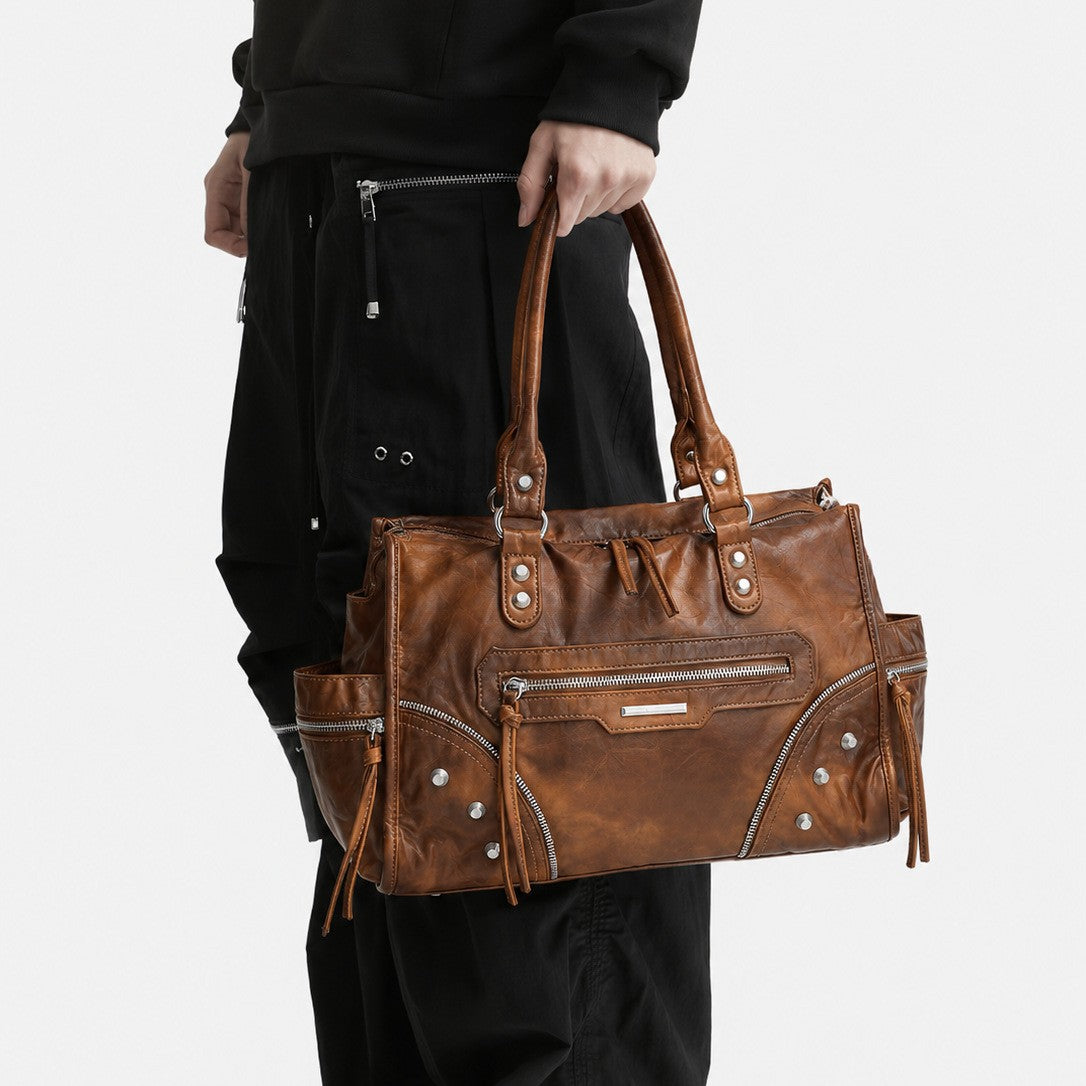 Multi-Pocket Vintage Leder Tasche