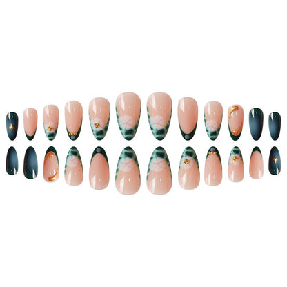 Künstlerische florale und geometrische Press-On-Nagelerweiterungen Brehn