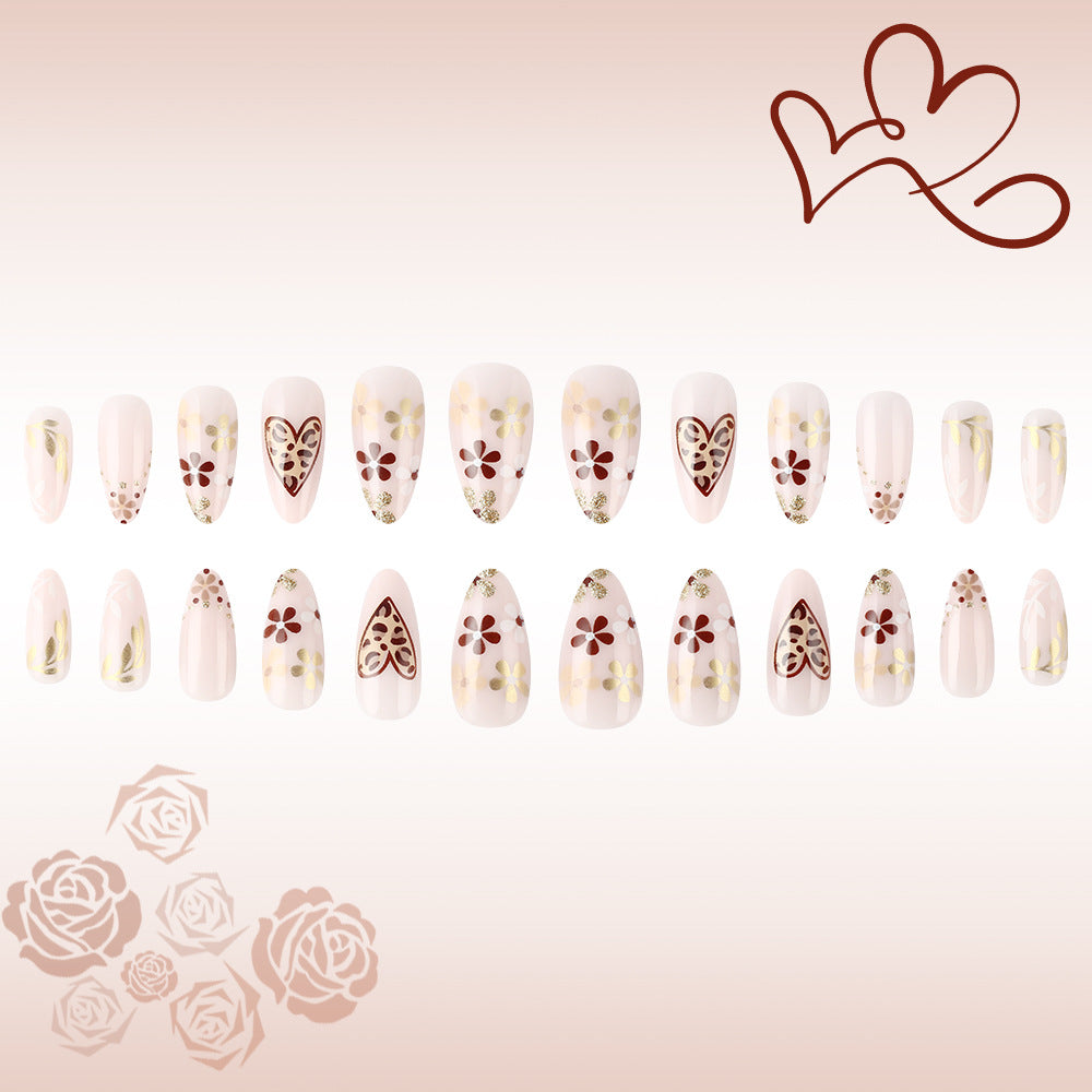 Künstlerisches Blumen-Design Press-On Nägel Brehn