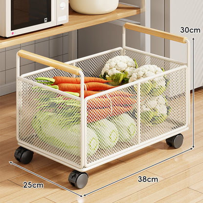 Rollwagen aus Mesh mit Holzgriffen