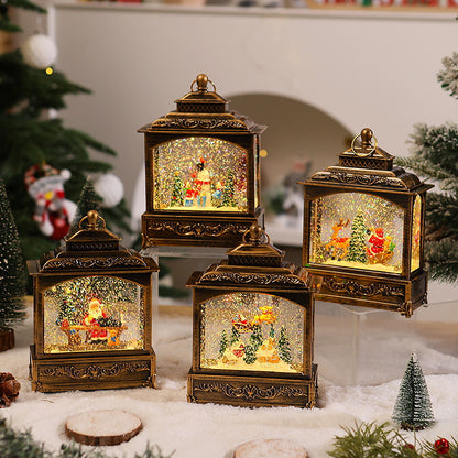 Nostalgische Weihnachtslaterne mit beweglicher Schneefallszene Brehn