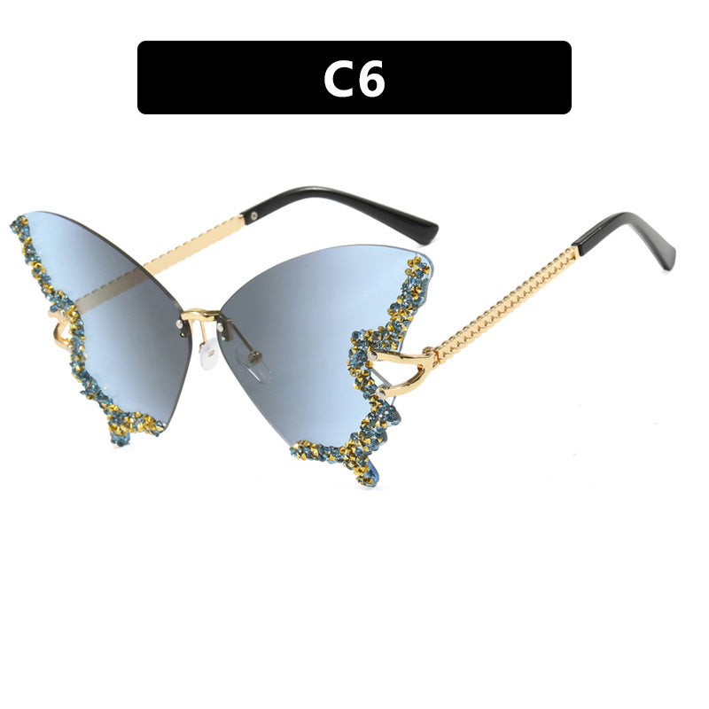 Damen große Cat-Eye Sonnenbrille mit funkelndem Strassbesatz und elegantem Rahmen Brehn