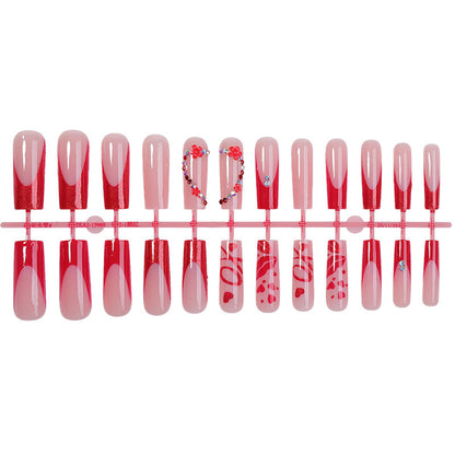 Elegantes Press-On Nagelkunstset mit floralen und Glitzerakzenten Brehn