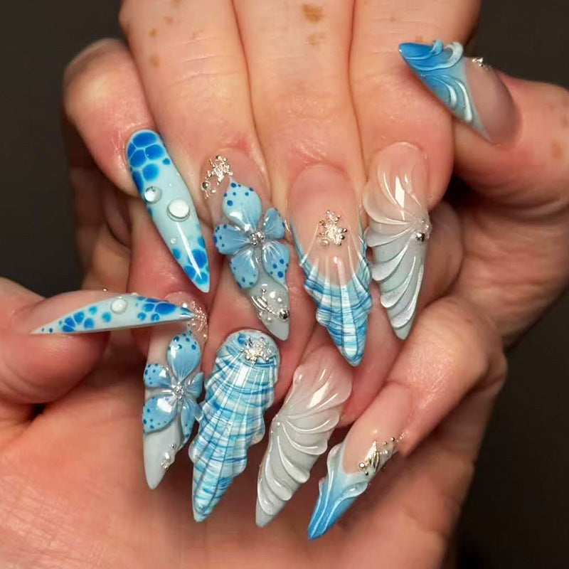 Vom Meer inspiriertes Press-On-Nagelset Brehn