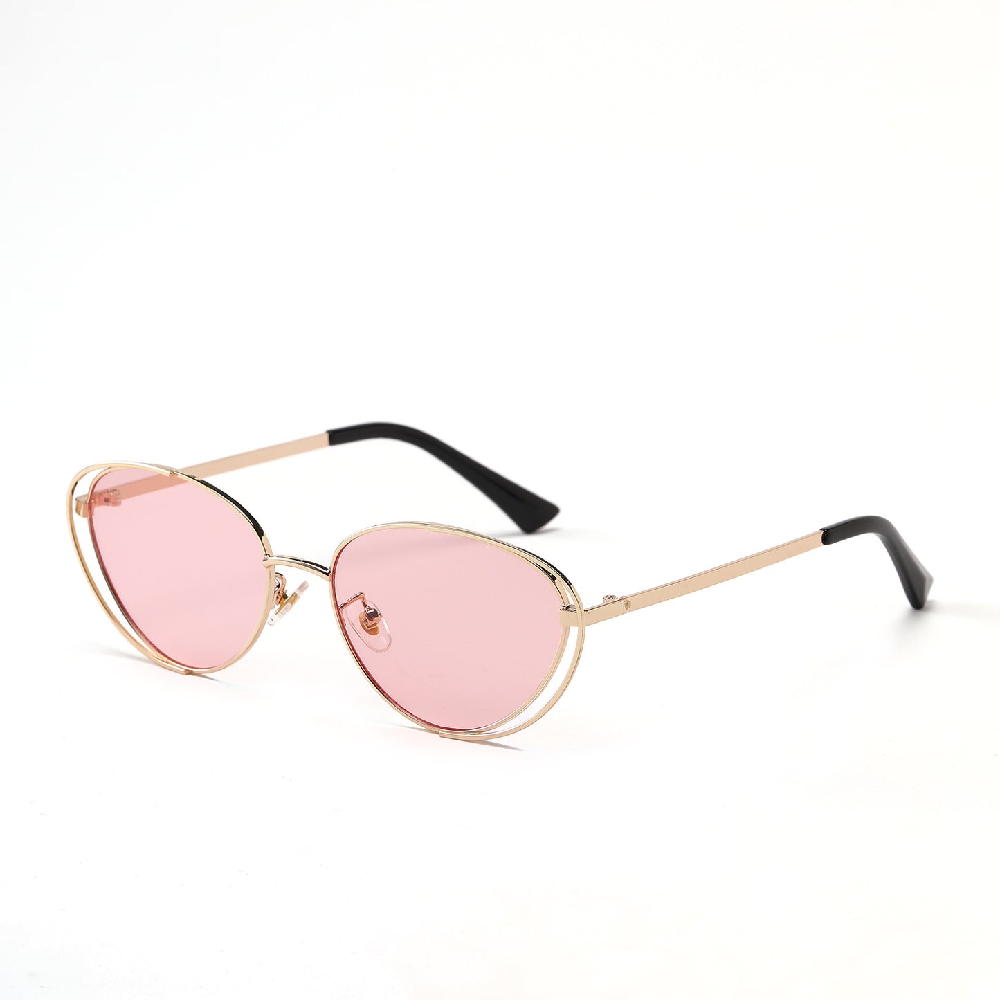 Damen geometrische Sonnenbrille mit rotem Glas und elegantem Metallrahmen Brehn