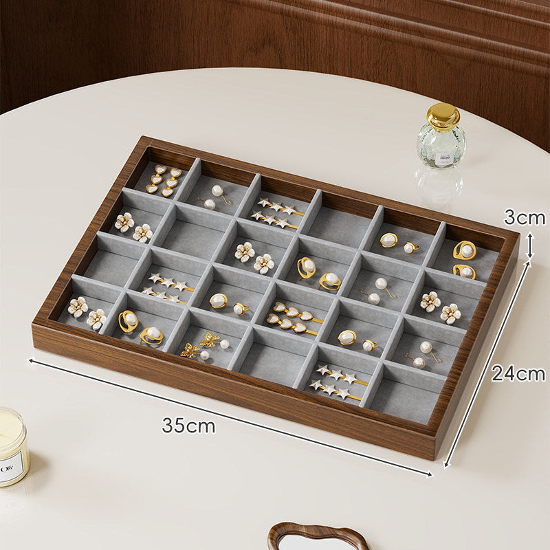Mehrfach-Compartment Holz Samt-gefütterte Schmuckanzeigetablett