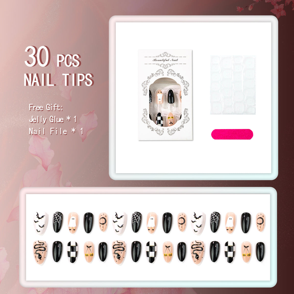 Halloween-Thema Press-On Nagelkunst Set 1790738307