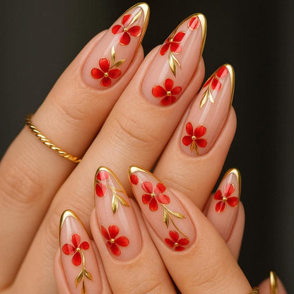 Elegante florale Akzent Stiletto Nagelkunstverlängerungen Brehn 1789713324