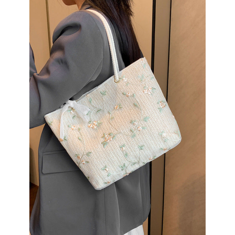 WoBestickte Strohtasche Brehn