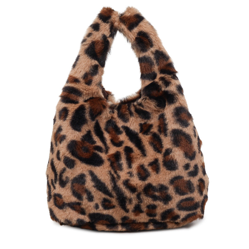 WoPlush Faux Fur Hobo Tasche Brehn