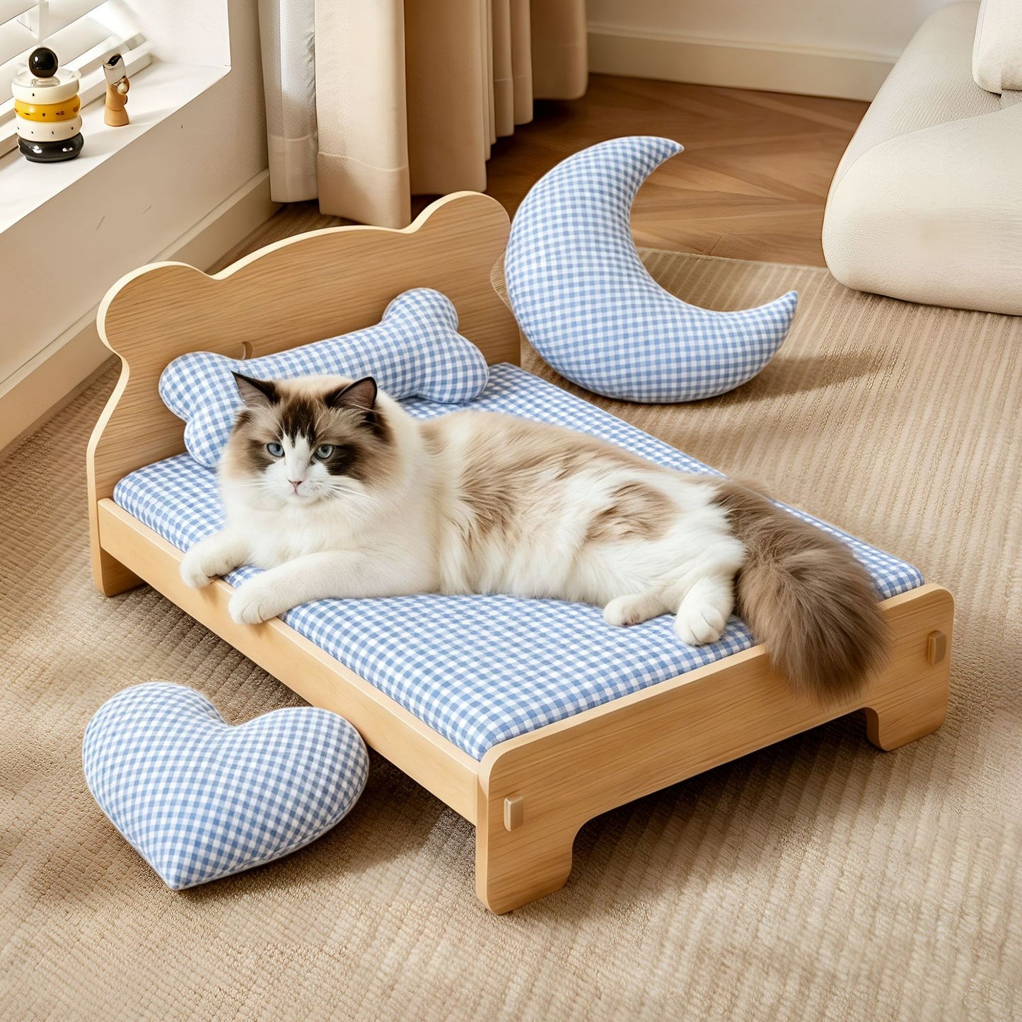 Damen Luxus-Katzenbett mit ergonomischen Kissen Brehn