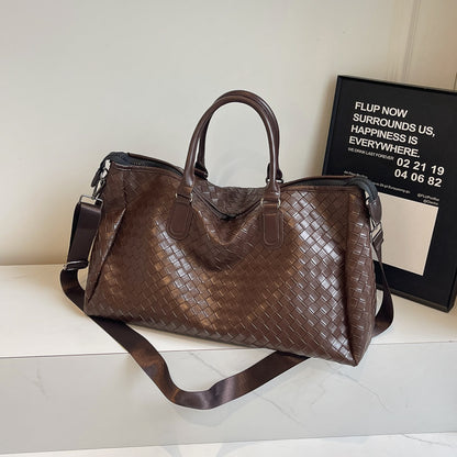 Handgefertigte Reisetasche Aus Geflochtenem Leder Brehn