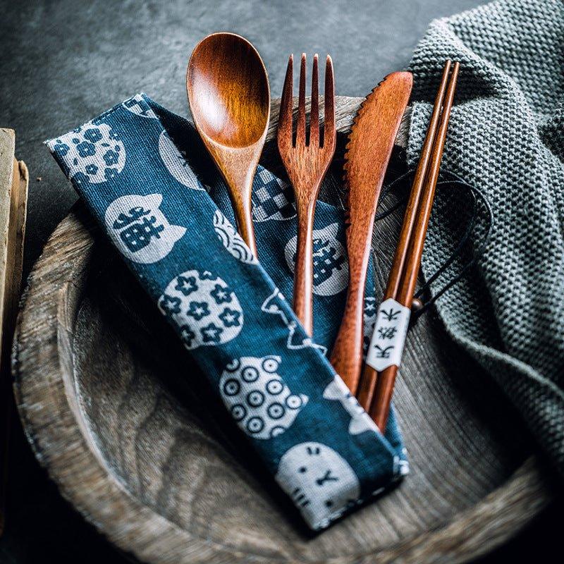 Japanischer schlichter Stil Holzbestecksets | Brehn