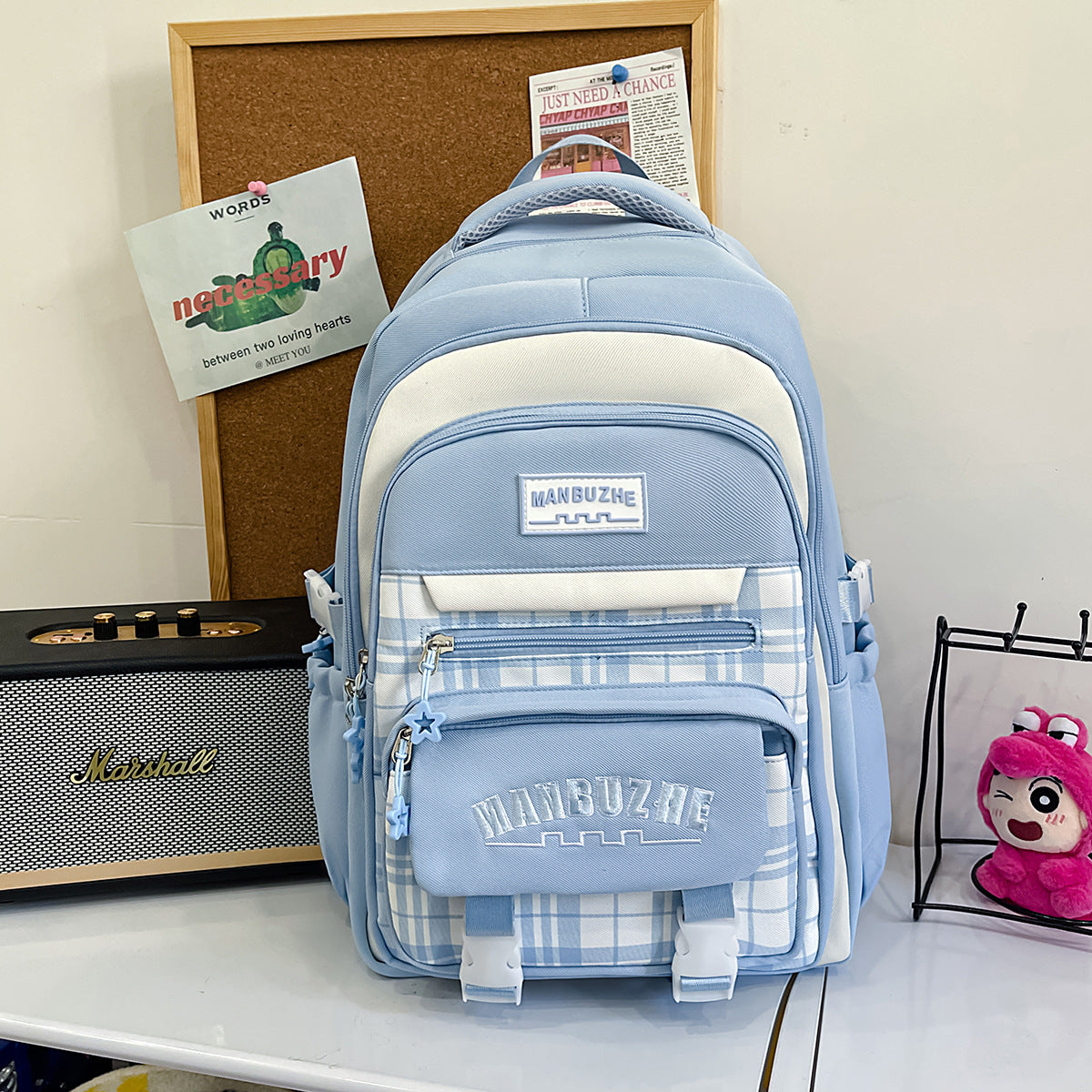 Lässiger kariert Muster Schulrucksack