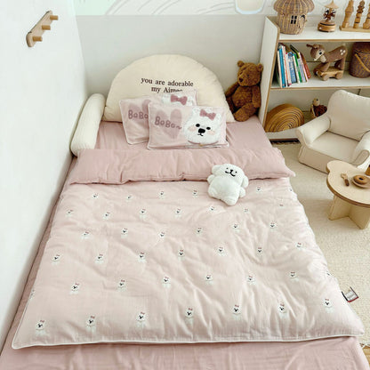 Kinder-Musselin-Steppbett-Set mit niedlichem Bären-Print