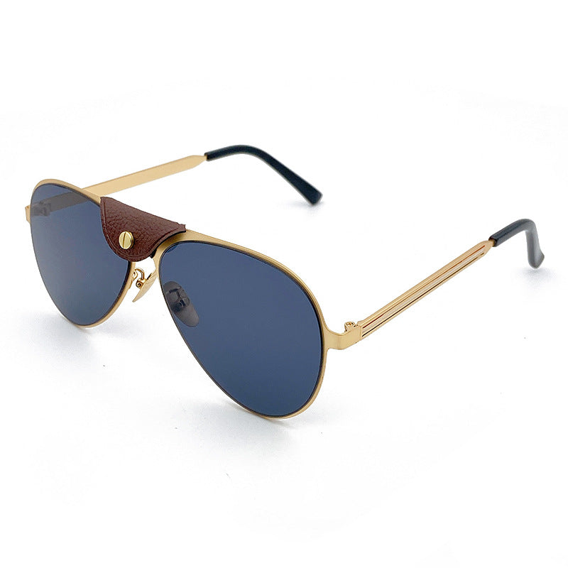 Retro Piloten-Sonnenbrille mit Blau Getönten Gläsern Brehn