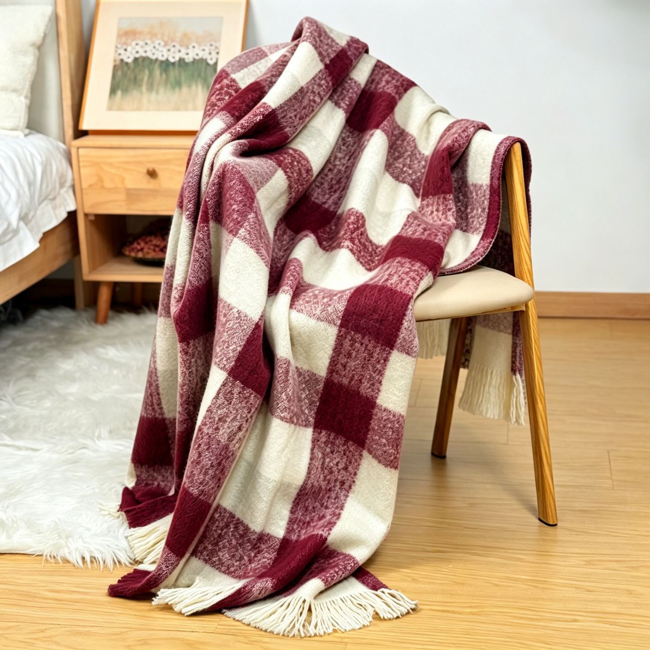 Gemütliche kariert gestrickte Decke