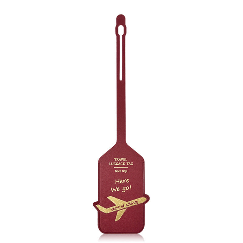 premium leder reisegepäck ID-Tag mit geprägtem Flugzeugmotiv und verstellbarem Riemen Brehn
