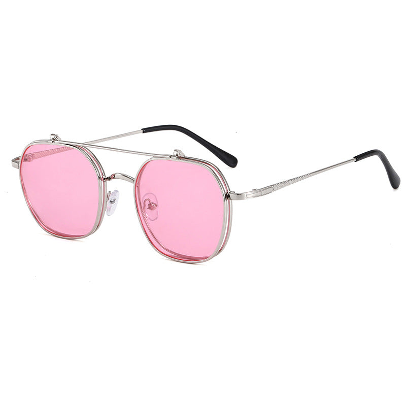 Damen geometrische Oversized-Sonnenbrille mit elegantem goldenem Rahmen Brehn