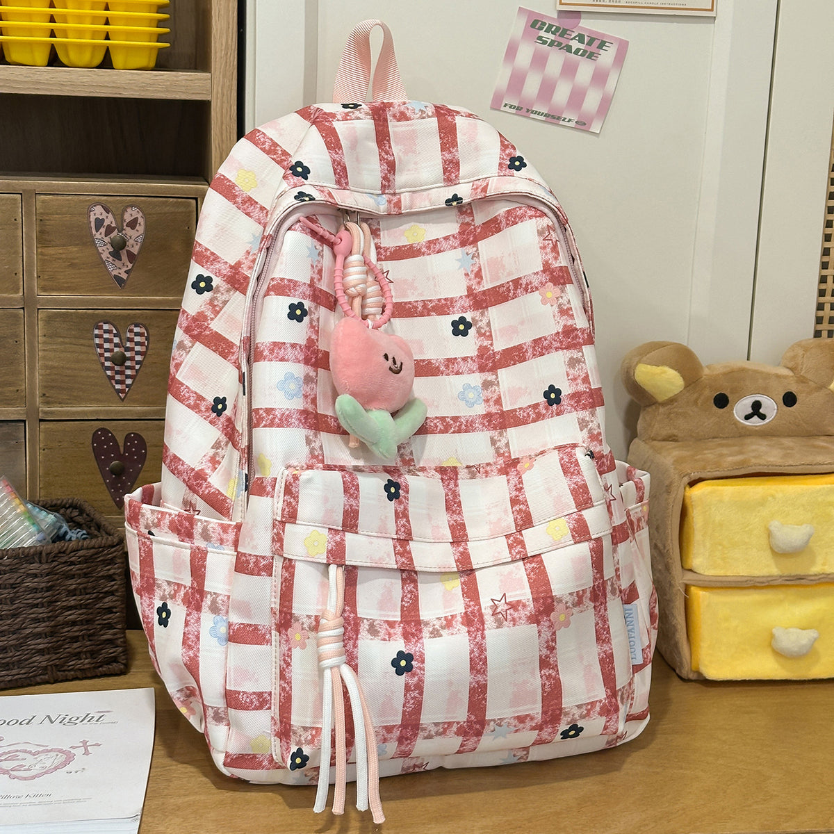 Stylische Schachbrettdruck-Rucksack Brehn