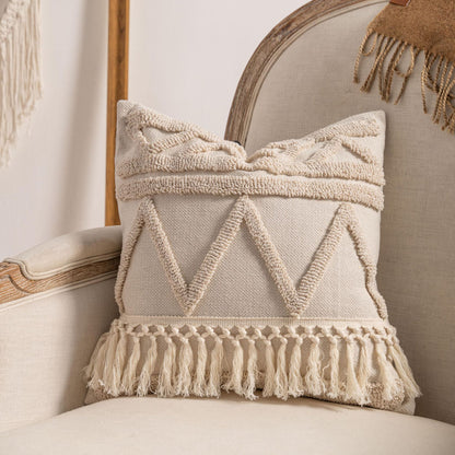 Bohemian Loop-Tufted Lendenkissenbezug mit geschwungener Applikationstextur