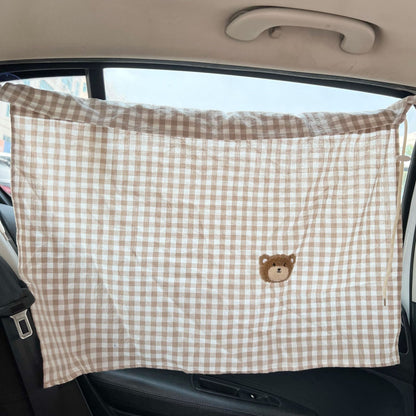 Autofenster-Verdunkelungsvorhang mit Saugnäpfen und Karo-Baumwollpaneel