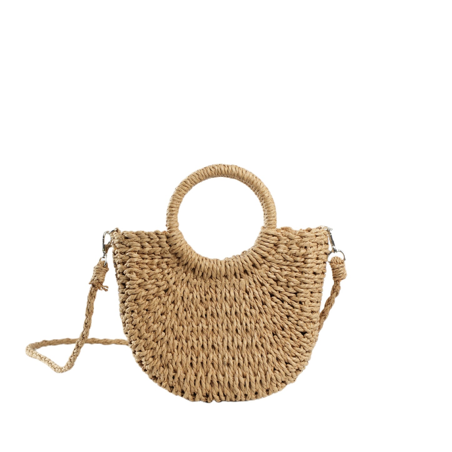 Handgefertigte Basthandtasche mit Runden Griffen Brehn