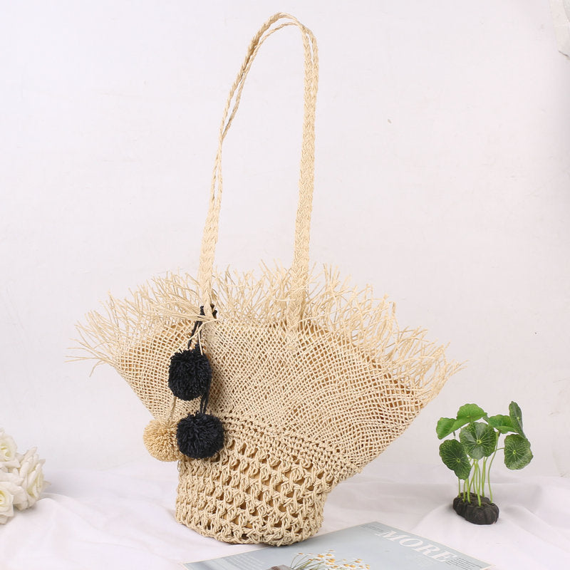 Elegante Korbtasche mit Fransigem Design Brehn