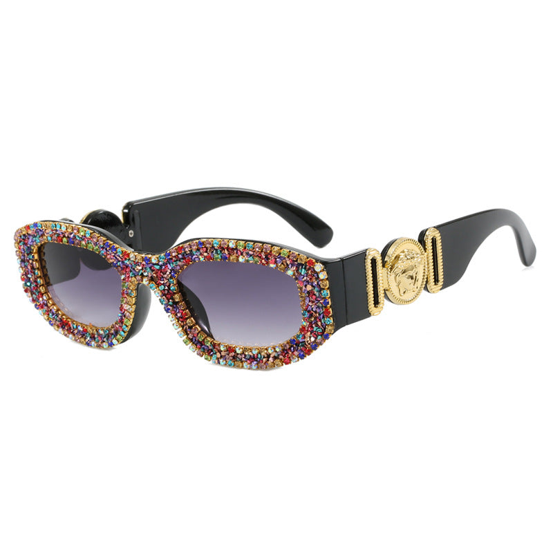 Damen extravagant gestaltete Sonnenbrille mit strassbesetztem Rahmen Brehn