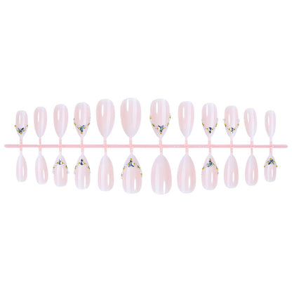 Premium Dekorative Druck-On-Nagel-Set mit Edelsteindetails Brehn
