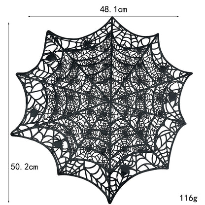 Flexible Spinnennetz-Tischmatte aus hitzebeständigem Silikon als Platzset und Dekountersetzer mit Spinnenrelief