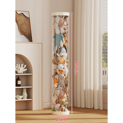 Klarer zylindrischer Geschenkdisplaybox für Plüschtiere mit LED-Lichterkette und abnehmbarem Deckel