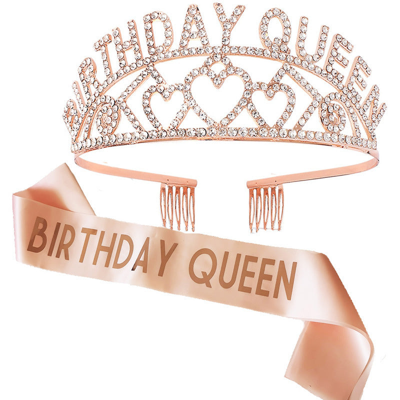 Damen Funkelndes Tiara- und Schärpen-Set Brehn
