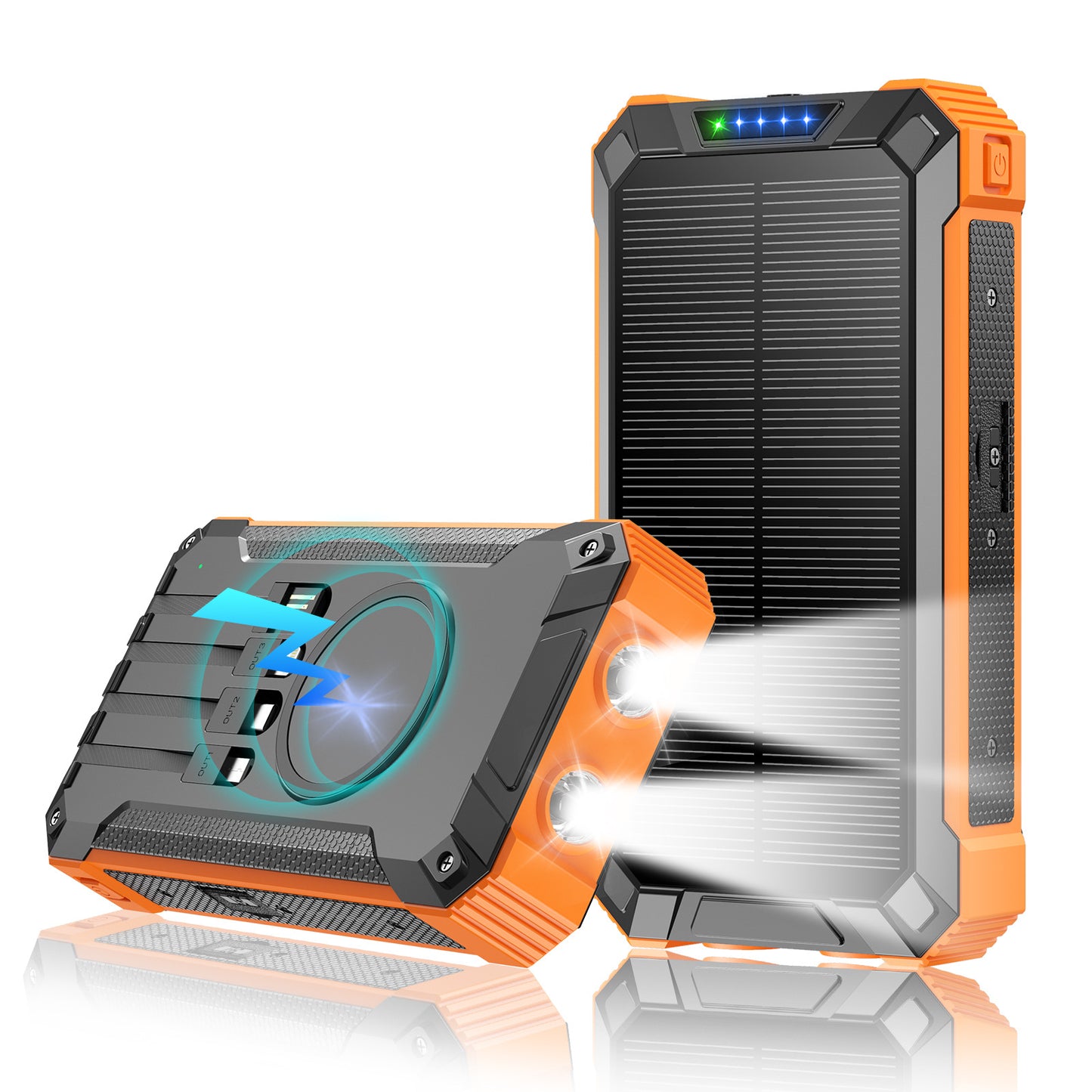 Solar- und Schnelllade-Powerbank mit LED-Taschenlampe Brehn