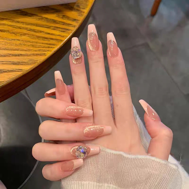 Press-On Nail Set mit elegantem Glitter und Kristallakzenten Brehn