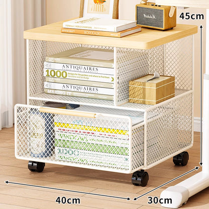 Mobiler Druckerstand mit verriegelbaren Rollen und Unterregal-Organizer