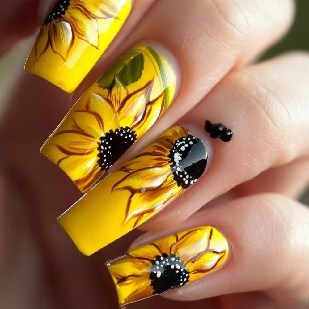 Künstlerisches Sonnenblumen Acryl Nagelkunst Set