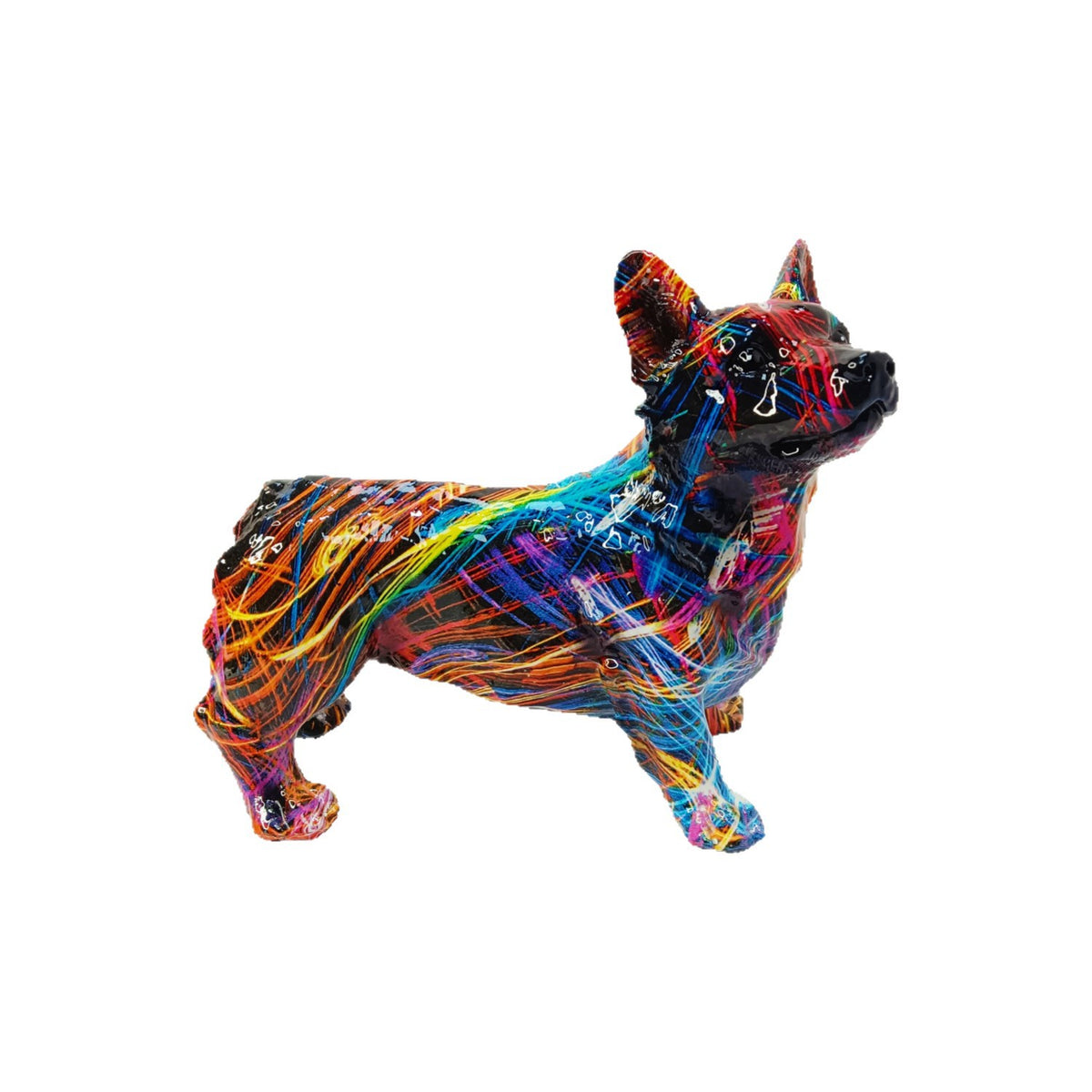 Bunte Dekofigur eines Welsh Corgis Brehn