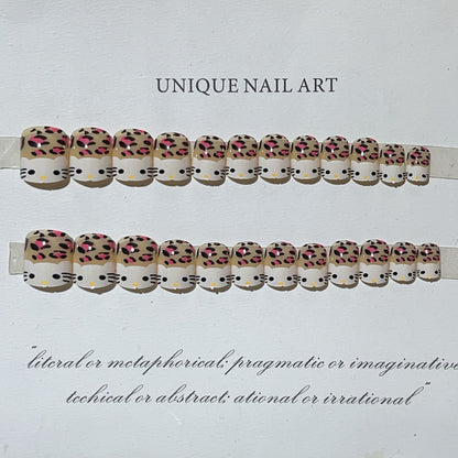Lustiges katzenmotiviertes Press-On-Nagelset