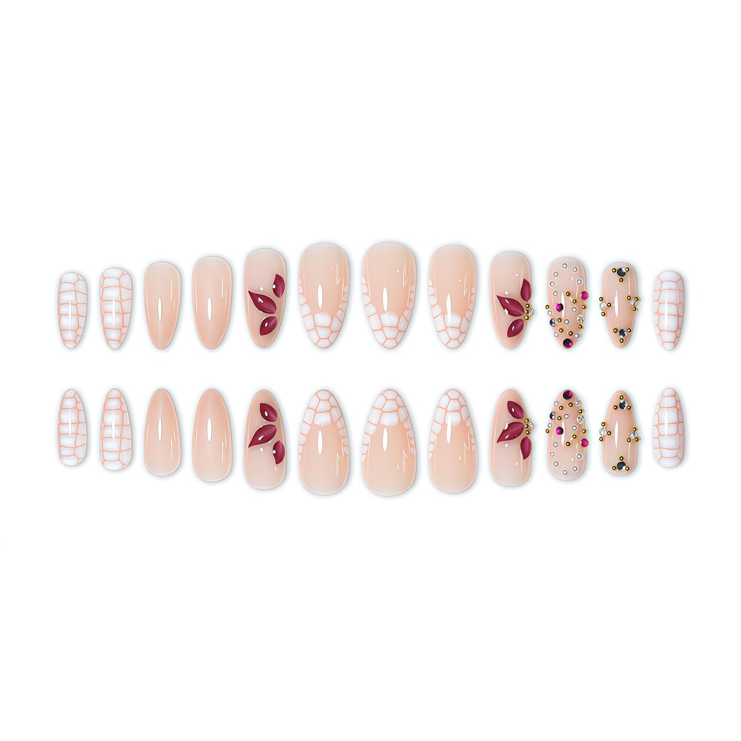 Elegante Blumendruck-Acryl-Nagelverlängerungen Brehn 1787913980