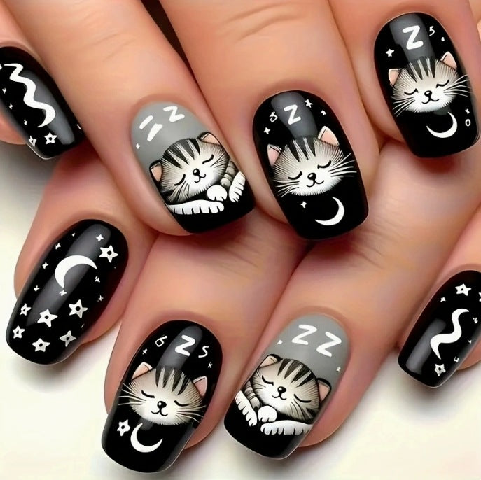 Verspielt Kätzchen-Themen Nagelkunst Brehn