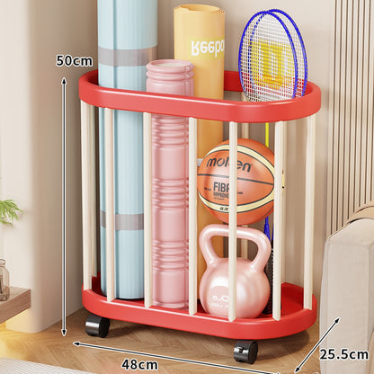 Vertikaler Rollen-Sportgeräte-Storage-Caddy mit offenem Rahmen und schwenkbaren Rollen