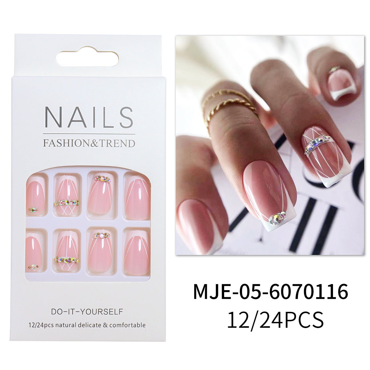 Elegante DIY natürliche Look Press-On Nägel Brehn