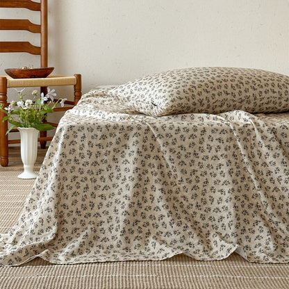 Gegerbete Leinenmischung Floral Bettüberwurf und Kissenbezug Set