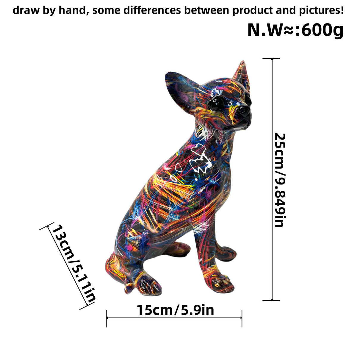 Bunte Dekofigur eines Hundes im modernen Design Brehn