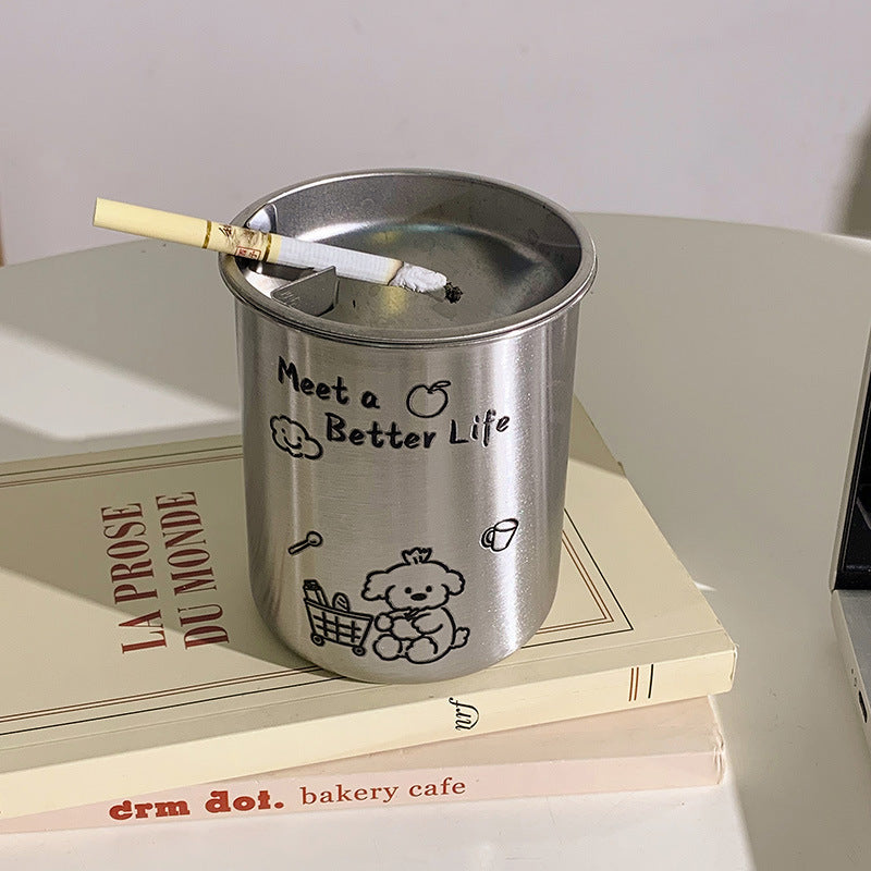 Edelstahl Aschenbecher mit Süßem Tiermotiv Brehn