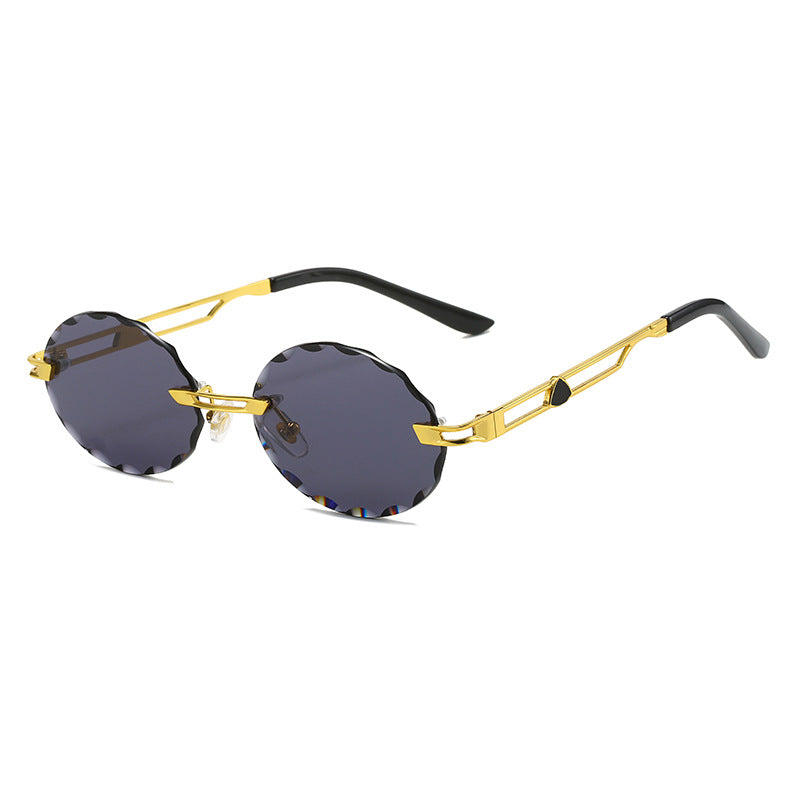 Damen runde Sonnenbrille mit einzigartigem Wellendesign und hochwertigem Metallrahmen Brehn