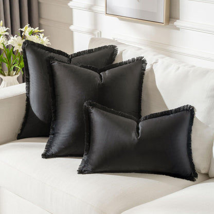 Fringed-Kante Quadrat und Lendenkissen Set