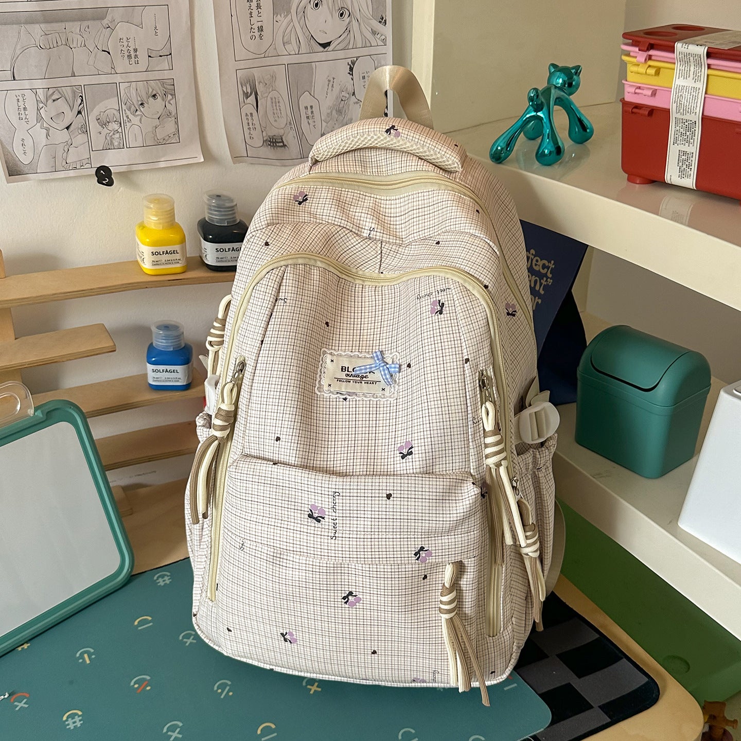 Blumenmuster Multi-Taschen Schulranzen