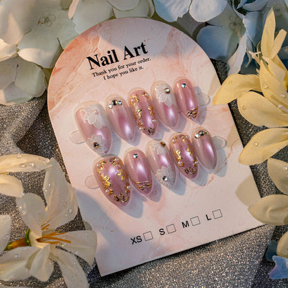 Dekorative florale Akzent Press-On Nagelset